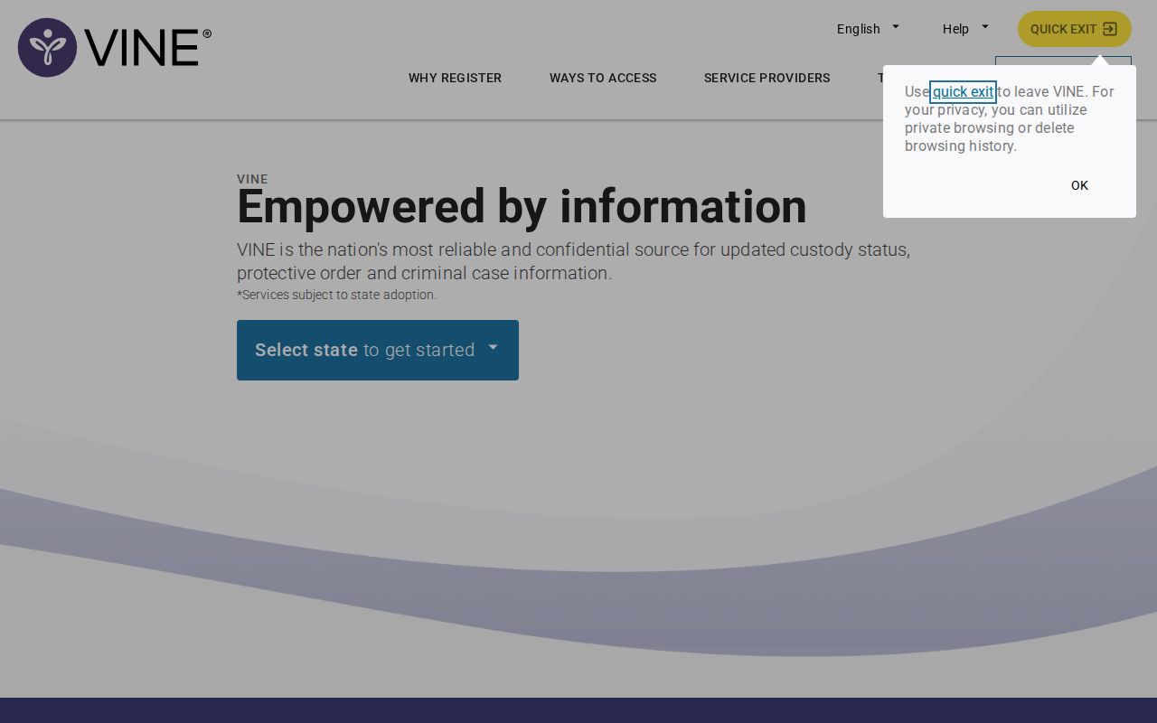VINELink main custody search page used for Bremer County