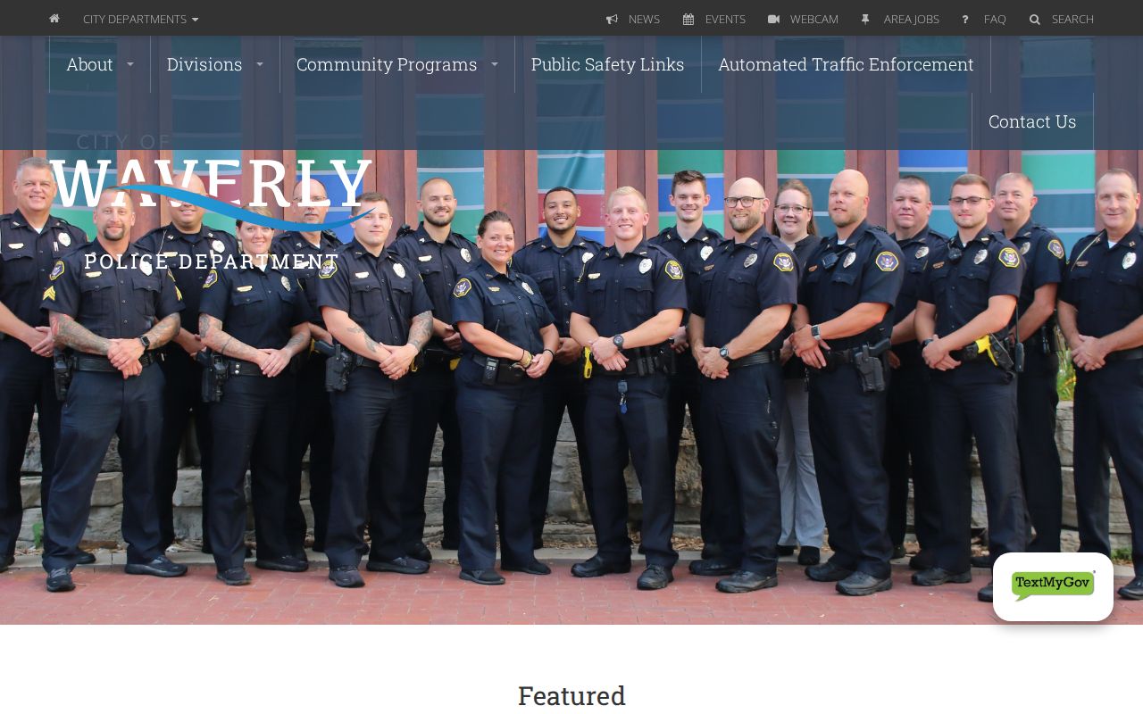 Official Waverly Police Department webpage used to locate Waverly arrest information